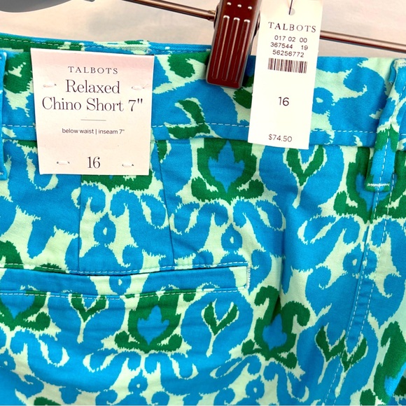 Talbots Relaxed Chino Shorts, Ikat Medallion Cotton Spandex Blend size 16 NWT - Picture 6 of 9